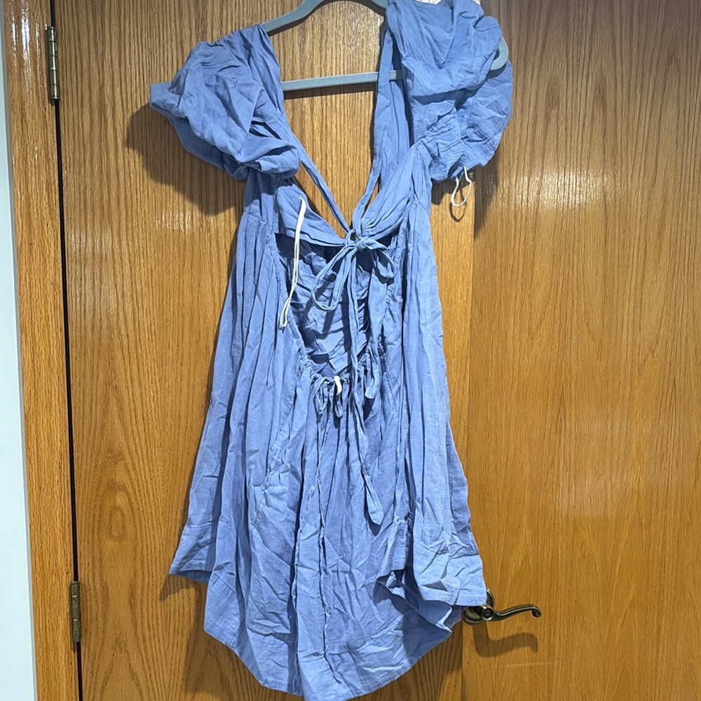 Free people Blue Puff Sleeve Dress